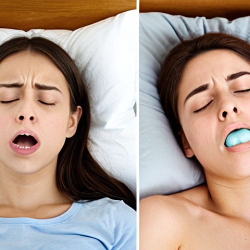 Home 4 **Prompt:** A split-screen image. On the left, a person constantly chewing gum on the right side of their mouth and sleeping with their face pressed against a pillow on the right side. On the right, the same person consciously chewing on both sides of their mouth and sleeping on their back with a supportive pillow. Visual contrast between habits contributing to facial asymmetry and balanced habits. Natural lighting.