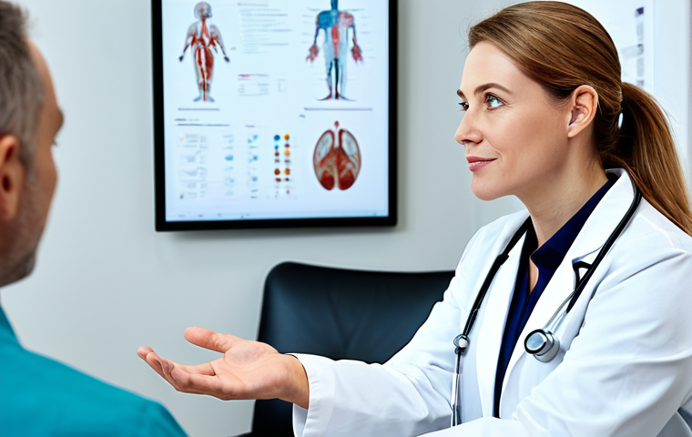 A professional, experienced plastic surgeon, fully clothed in clean, modest medical scrubs and a white lab coat, is engaged in a consult with a fully clothed female patient in her 40s, dressed in appropriate, professional business attire. They are seated across a sleek, modern desk in a well-lit, sterile medical office. The surgeon gestures gently while explaining something on a tablet, and the patient listens attentively. The background includes a subtle, blurred medical diagram on the wall and a few modern decor elements, reflecting a high-end, reputable clinic. The atmosphere is calm and professional, emphasizing trust and expertise. The image is a professional photograph, high quality, realistic, safe for work, appropriate content, perfect anatomy, correct proportions, natural pose, well-formed hands, proper finger count, natural body proportions.
