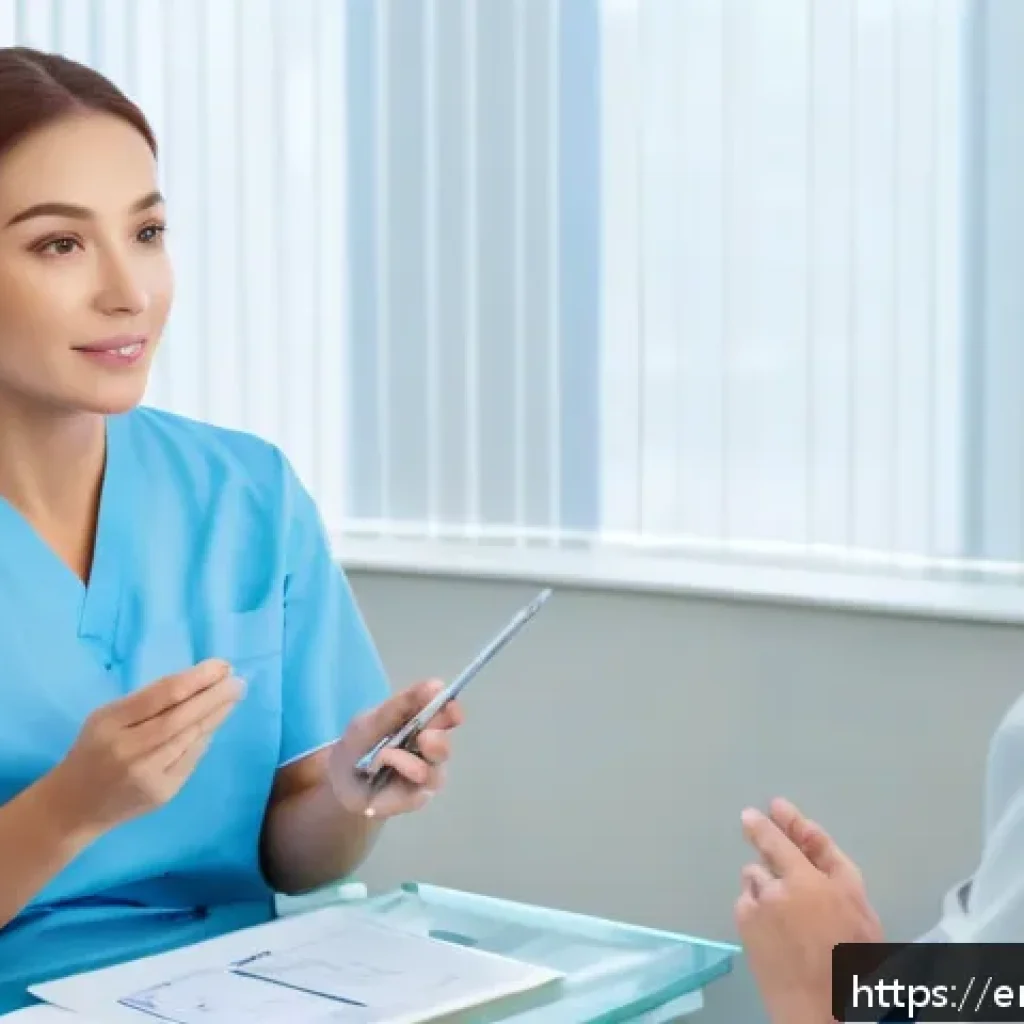턱 성형 안전성 - A serene, modern plastic surgery consultation room with a female patient wearing modest casual cloth...