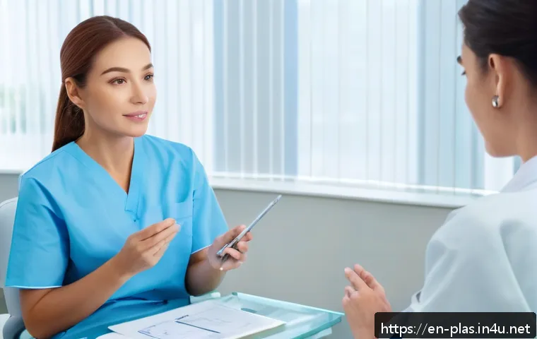 턱 성형 안전성 - A serene, modern plastic surgery consultation room with a female patient wearing modest casual cloth...