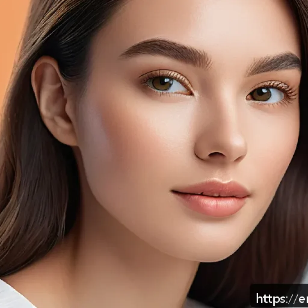 얼굴 윤곽주사 효과 - A close-up portrait of a confident young woman with subtle, natural facial contouring enhancements u...