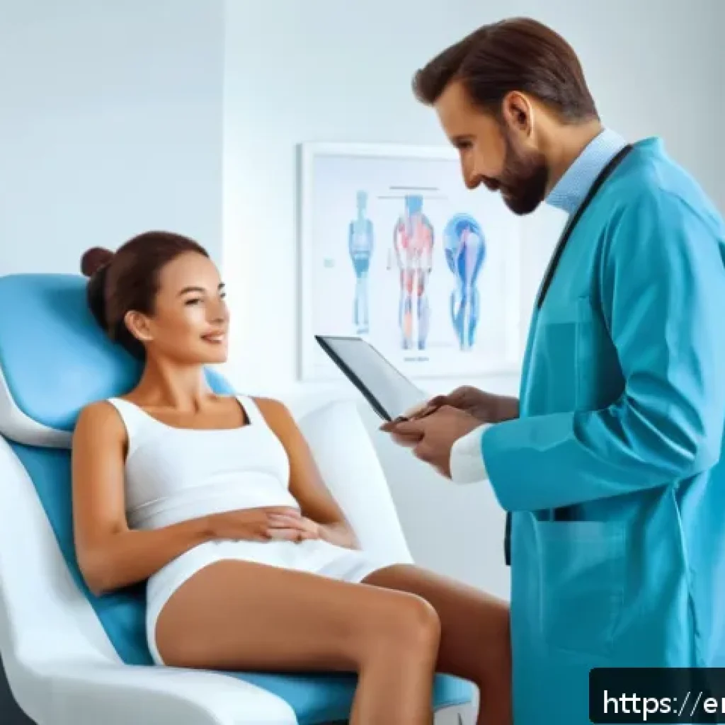 성형외과 상담 후기 - A warm, professional plastic surgery consultation scene inside a modern clinic: a friendly, attentiv...